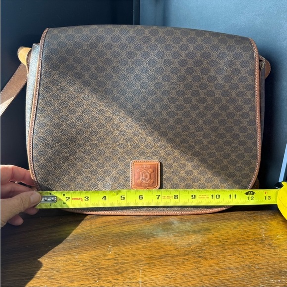 Celine Brown Patterned Crossbody Bag with Leather Trim - Picture 2 of 8